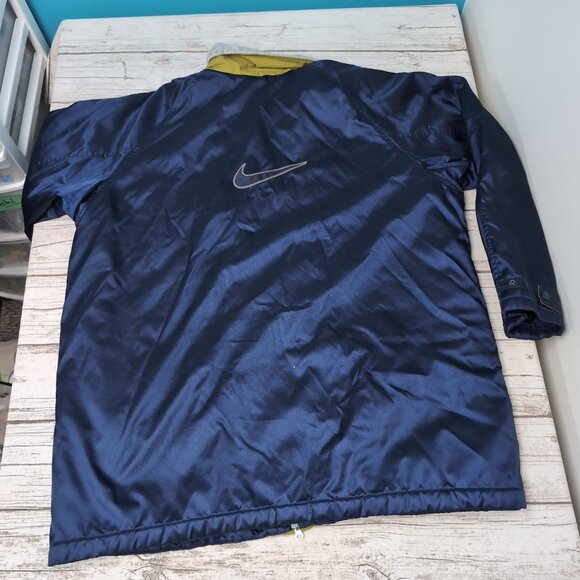 90s Nike Parka Sherpa Lined Stadium Jacket Long Men’s Size XXL Blue Big Swoosh - Picture 11 of 11